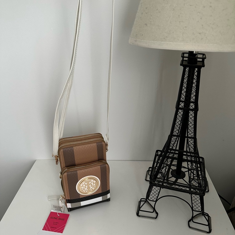 Elegant Brown and White Crossbody Bag